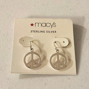 Macy's Sterling Silver Peace Sign Earrings